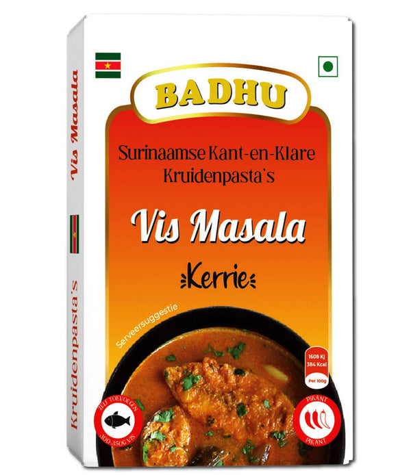 badhu, kruidenpasta, masala, kerrie, vis masala pikant